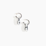 Dinosaur Designs Small Rock Hoop Earrings in White Marble Colour resin with Silver-Plated Brass Hoop Material