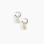Dinosaur Designs Small Rock Hoop Earrings in Sandy Pearl Colour resin with Silver-Plated Brass Hoop Material