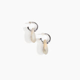 Dinosaur Designs Small Rock Hoop Earrings in Sandy Pearl Colour resin with Silver-Plated Brass Hoop Material