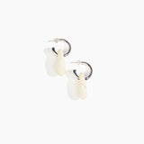 Dinosaur Designs Small Rock Hoop Earrings in Chalk Swirl Colour resin with Silver-Plated Brass Hoop Material