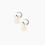 Dinosaur Designs Small Rock Hoop Earrings in Chalk Swirl Colour resin with Silver-Plated Brass Hoop Material.
