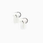 Dinosaur Designs Small Rock Hoop Earrings in Snow Swirl Colour resin with Silver-Plated Brass Hoop Material.