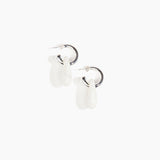 Dinosaur Designs Small Rock Hoop Earrings in Snow Swirl Colour resin with Silver-Plated Brass Hoop Material.
