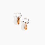 Dinosaur Designs Small Rock Hoop Earrings in Light Horn Colour resin with Silver-Plated Brass Hoop Material.