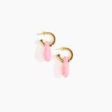 Dinosaur Designs Small Rock Hoop Earrings in Parakeet Colour resin with Brass Hoop Material