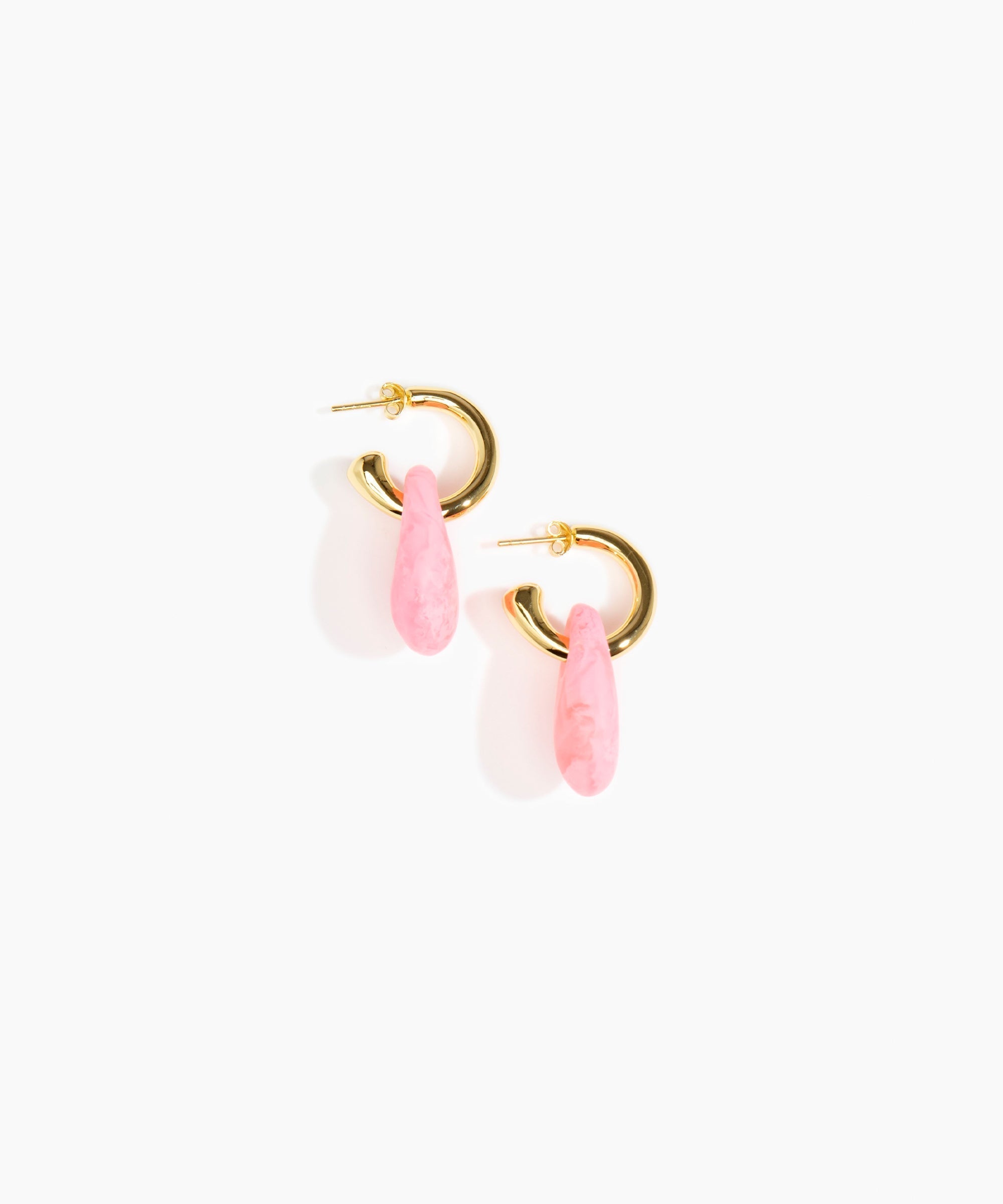 Dinosaur Designs Small Rock Hoop Earrings in Parakeet Colour resin with Brass Hoop Material.