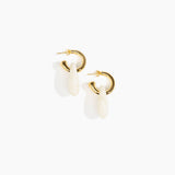 Dinosaur Designs Small Rock Hoop Earrings in Chalk Swirl Colour resin with Brass Hoop Material..