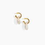 Dinosaur Designs Small Rock Hoop Earrings in Sandy Pearl Colour resin with Brass Hoop Material.