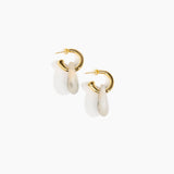 Dinosaur Designs Small Rock Hoop Earrings in Sandy Pearl Colour resin with Brass Hoop Material.