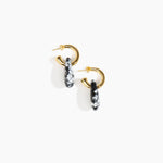 Dinosaur Designs Small Rock Hoop Earrings in Black Marble Colour resin with Brass Hoop Material.