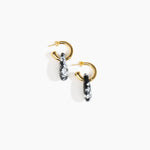 Dinosaur Designs Small Rock Hoop Earrings in Black Marble Colour resin with Brass Hoop Material..