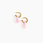 Dinosaur Designs Small Rock Hoop Earrings in Shell Pink Colour resin with Brass Hoop Material.