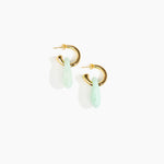 Dinosaur Designs Small Rock Hoop Earrings in Mint Colour resin with Brass Hoop Material..