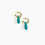 Dinosaur Designs Small Rock Hoop Earrings in Mineral Swirl Colour resin with Brass Hoop Material.