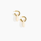 Dinosaur Designs Small Rock Hoop Earrings in Cream Colour resin with Brass Hoop Material..