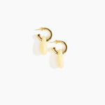 Dinosaur Designs Small Rock Hoop Earrings in Lemon Colour resin with Brass Hoop Material..