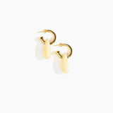 Dinosaur Designs Small Rock Hoop Earrings in Lemon Colour resin with Brass Hoop Material..