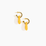 Dinosaur Designs Small Rock Hoop Earrings in Honeycomb Colour resin with Brass Hoop Material..