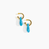 Dinosaur Designs Small Rock Hoop Earrings in Sky Colour resin with Brass Hoop Material..
