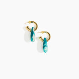 Dinosaur Designs Small Rock Hoop Earrings in Lagoon Colour resin with Brass Hoop Material.