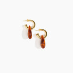 Dinosaur Designs Small Rock Hoop Earrings in Dark Horn Colour resin with Brass Hoop Material