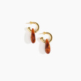Dinosaur Designs Small Rock Hoop Earrings in Dark Horn Colour resin with Brass Hoop Material.
