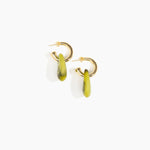 Dinosaur Designs Small Rock Hoop Earrings in Malachite Colour resin with Brass Hoop Material