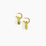 Dinosaur Designs Small Rock Hoop Earrings in Malachite Colour resin with Brass Hoop Material..