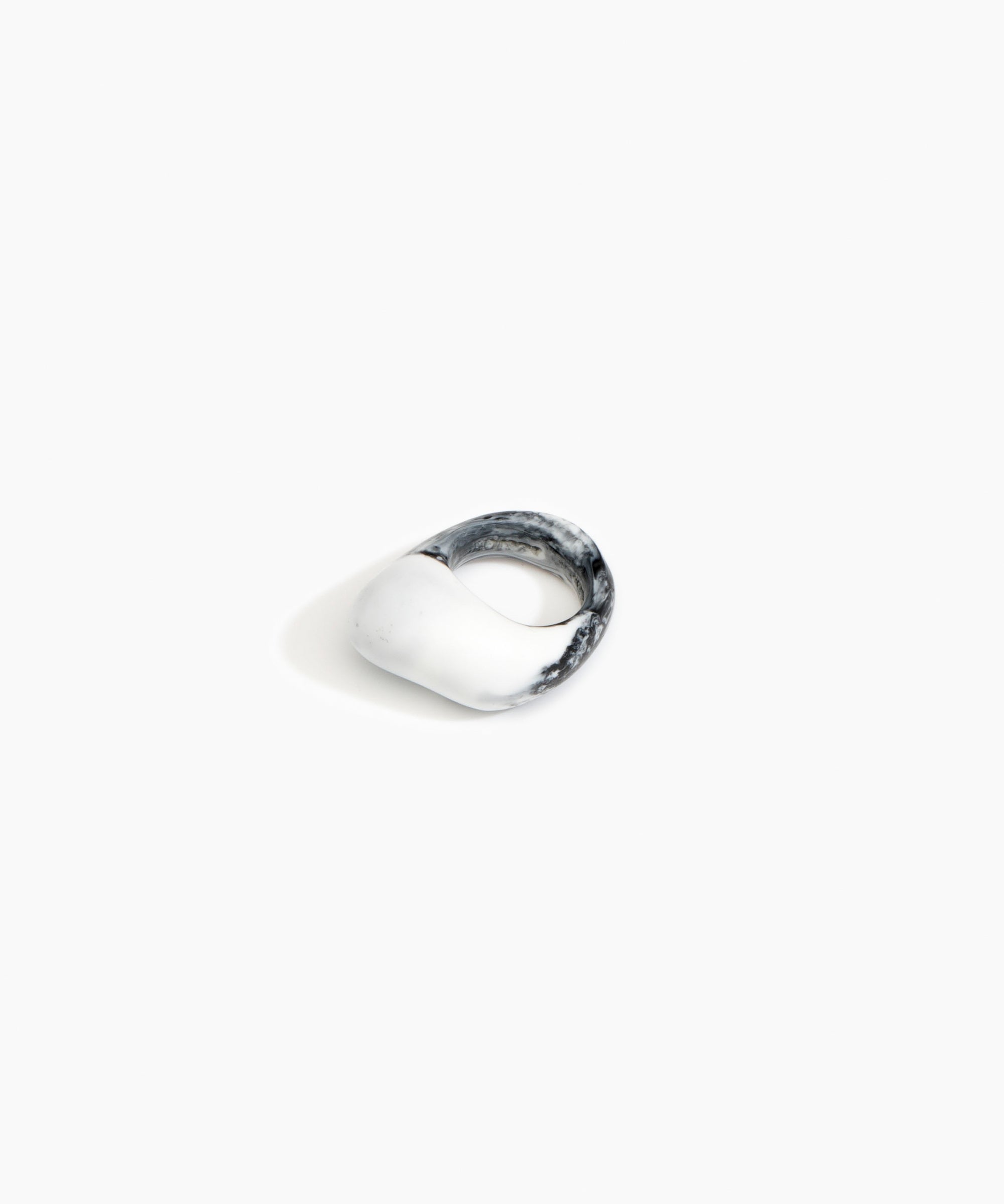 Dinosaur Designs Pebble Ring in White Marble Colour resin with Regular Fit..