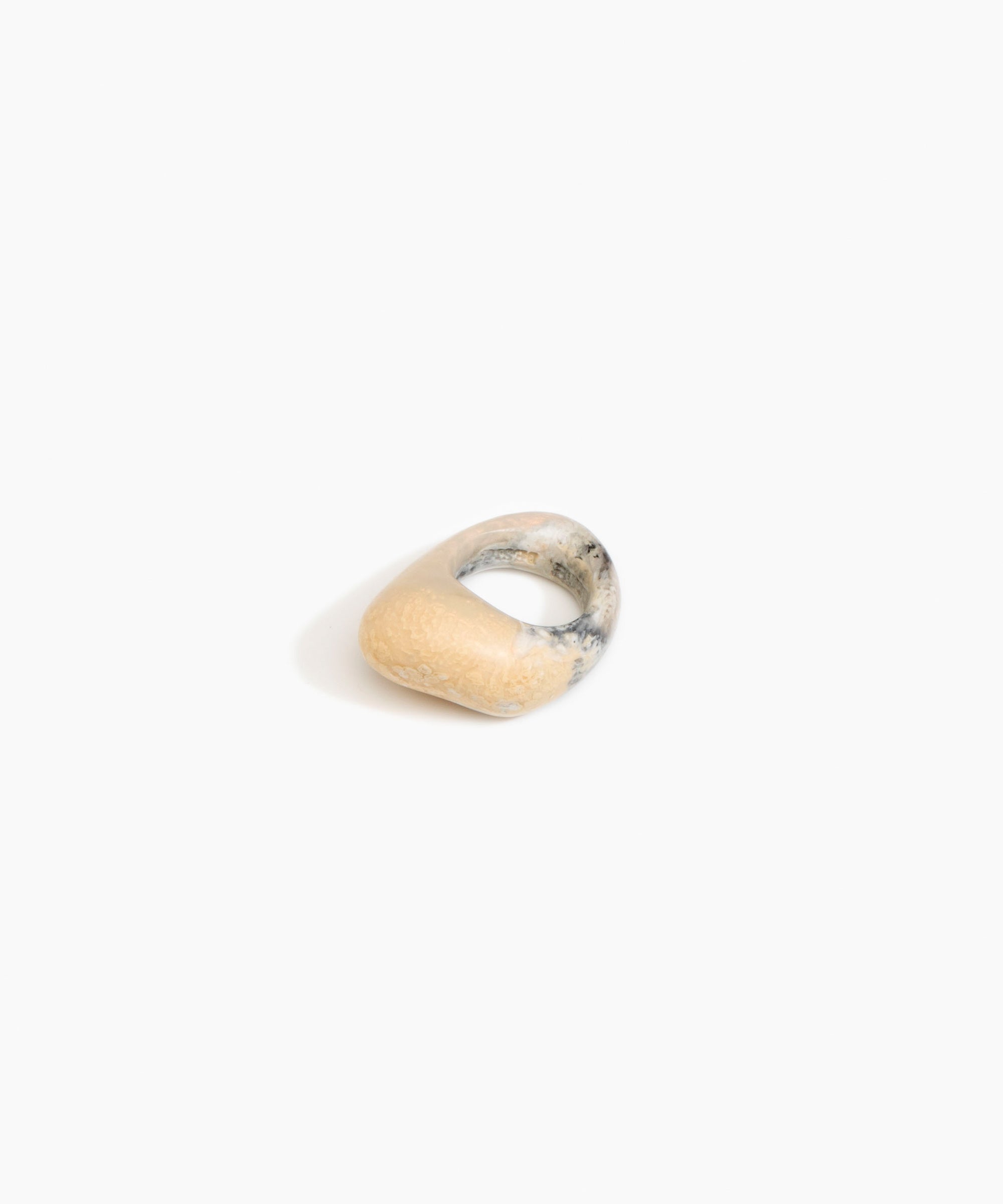 Dinosaur Designs Pebble Ring in Sandy Pearl Colour resin with Regular Fit