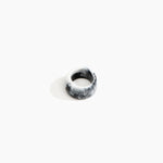 Dinosaur Designs Band Ring in White Marble Colour resin with Wide Fit...