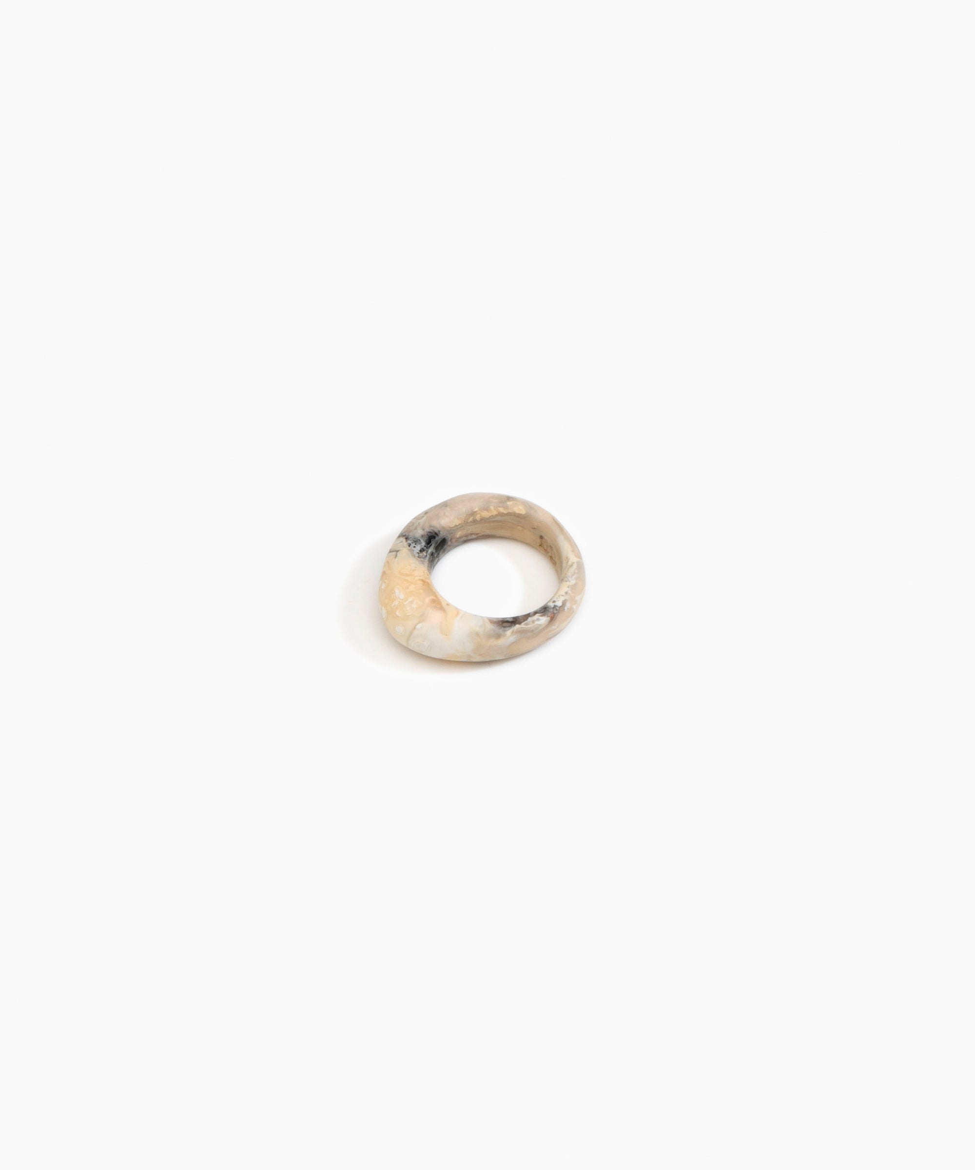 Dinosaur Designs Slate Ring in Sandy Pearl Colour resin with Regular Fit..