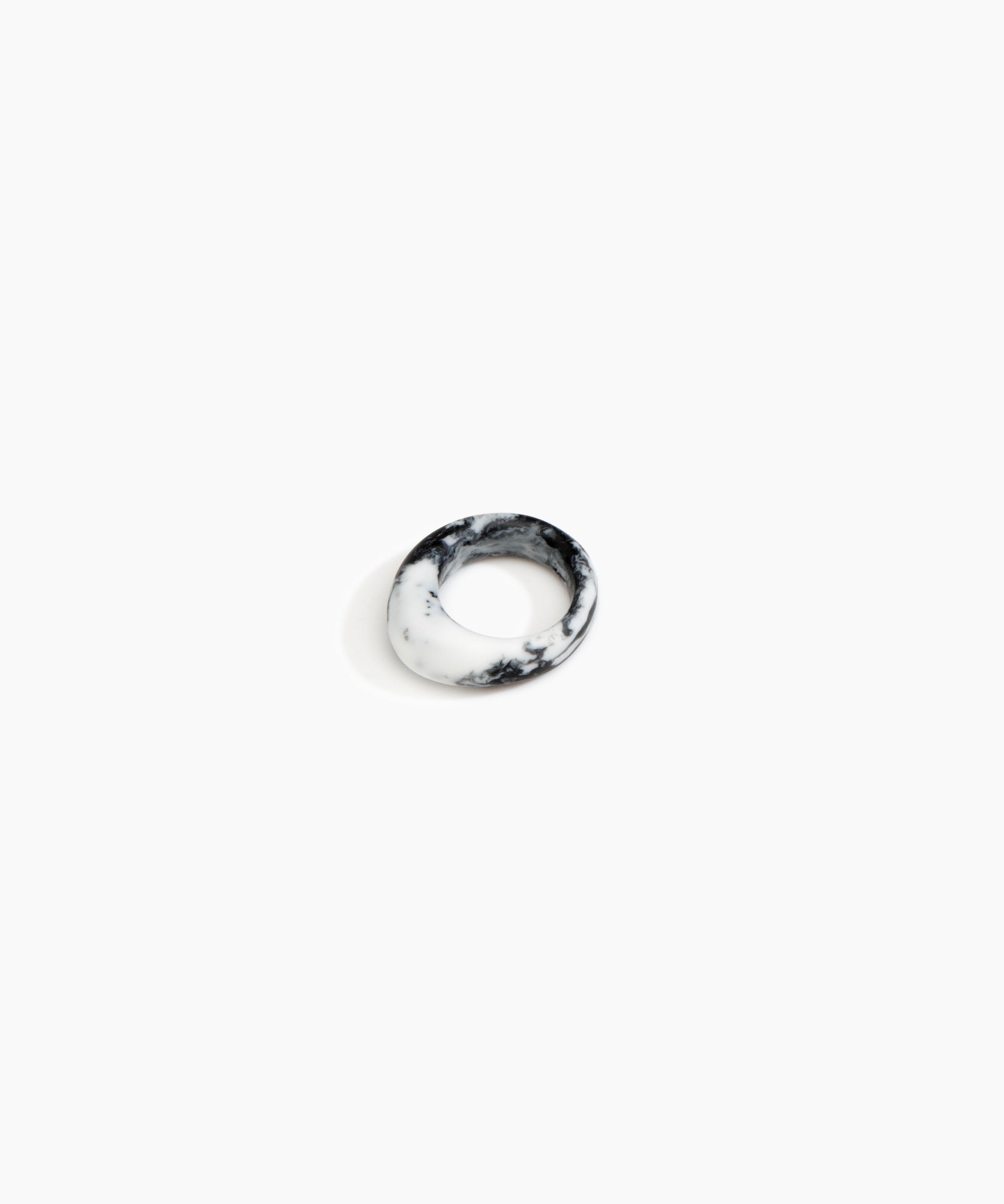 Dinosaur Designs Slate Ring in White Marble Colour resin with Regular Fit.