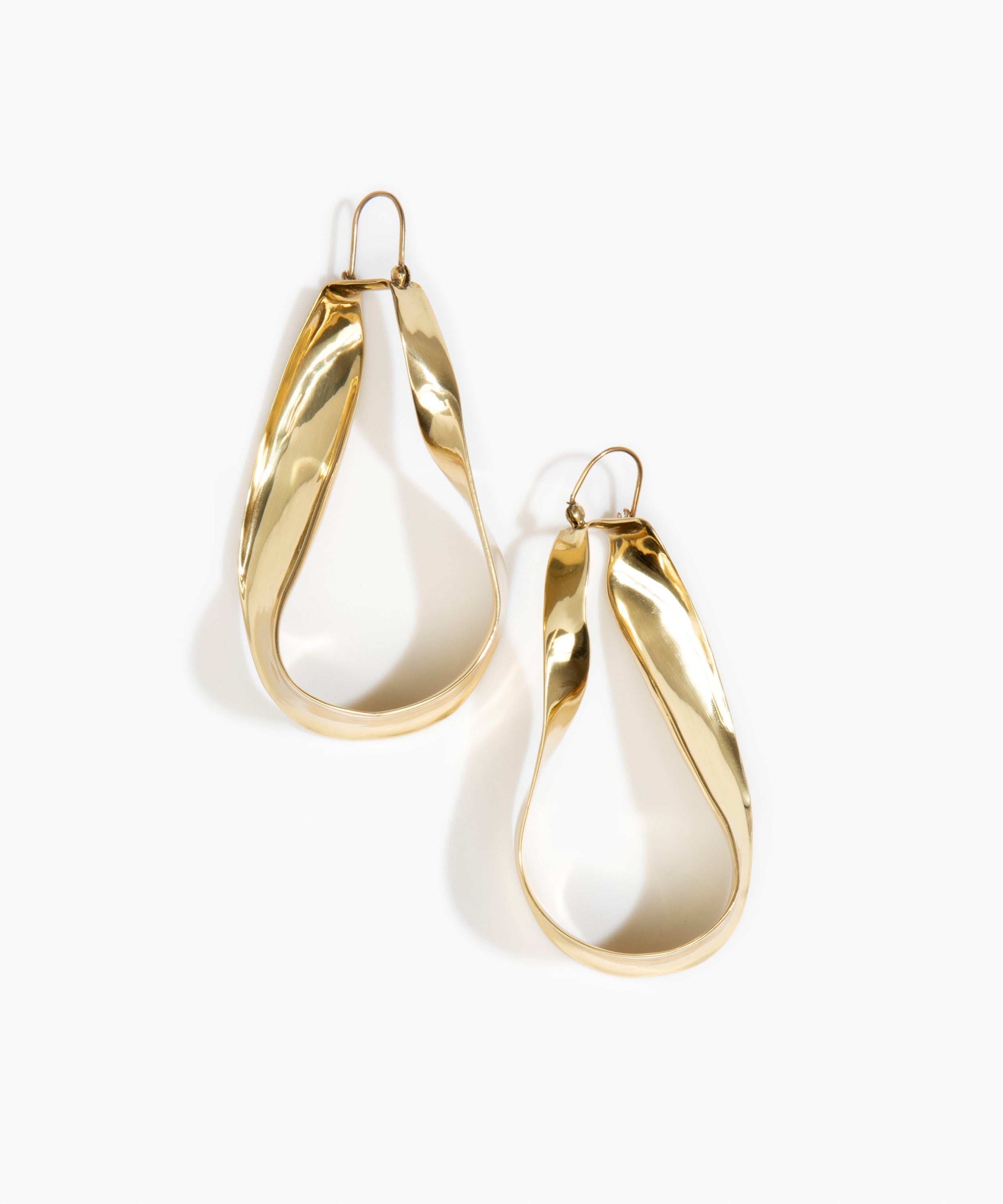 LO Collections x ALEX AND TRAHANAS Large Olive Leaf Earrings in Nano-Coated Brass Material..
