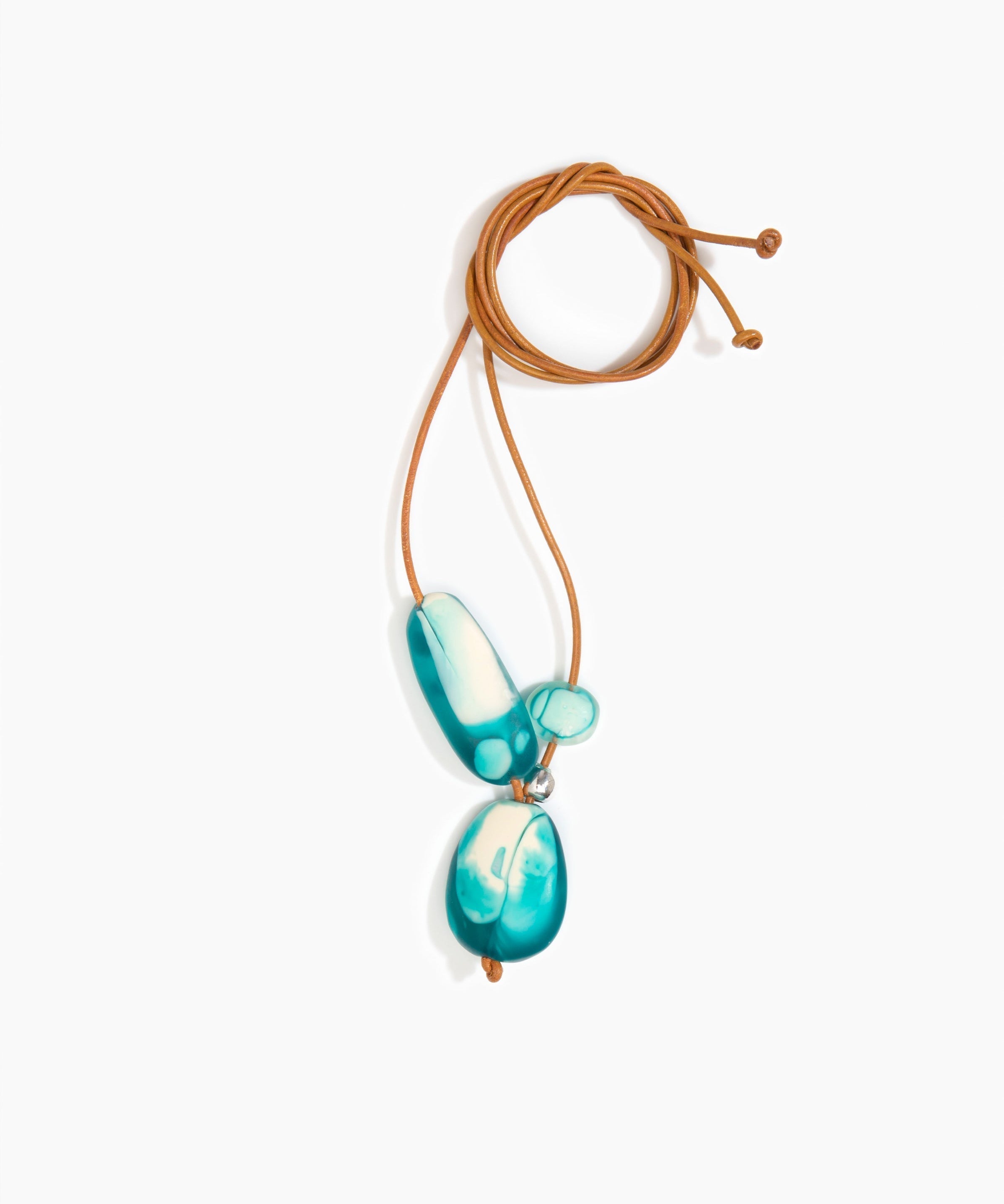 Dinosaur Designs Rock Cluster Pendant in Lagoon Colour resin with 925 Sterling Silver Bead Material.