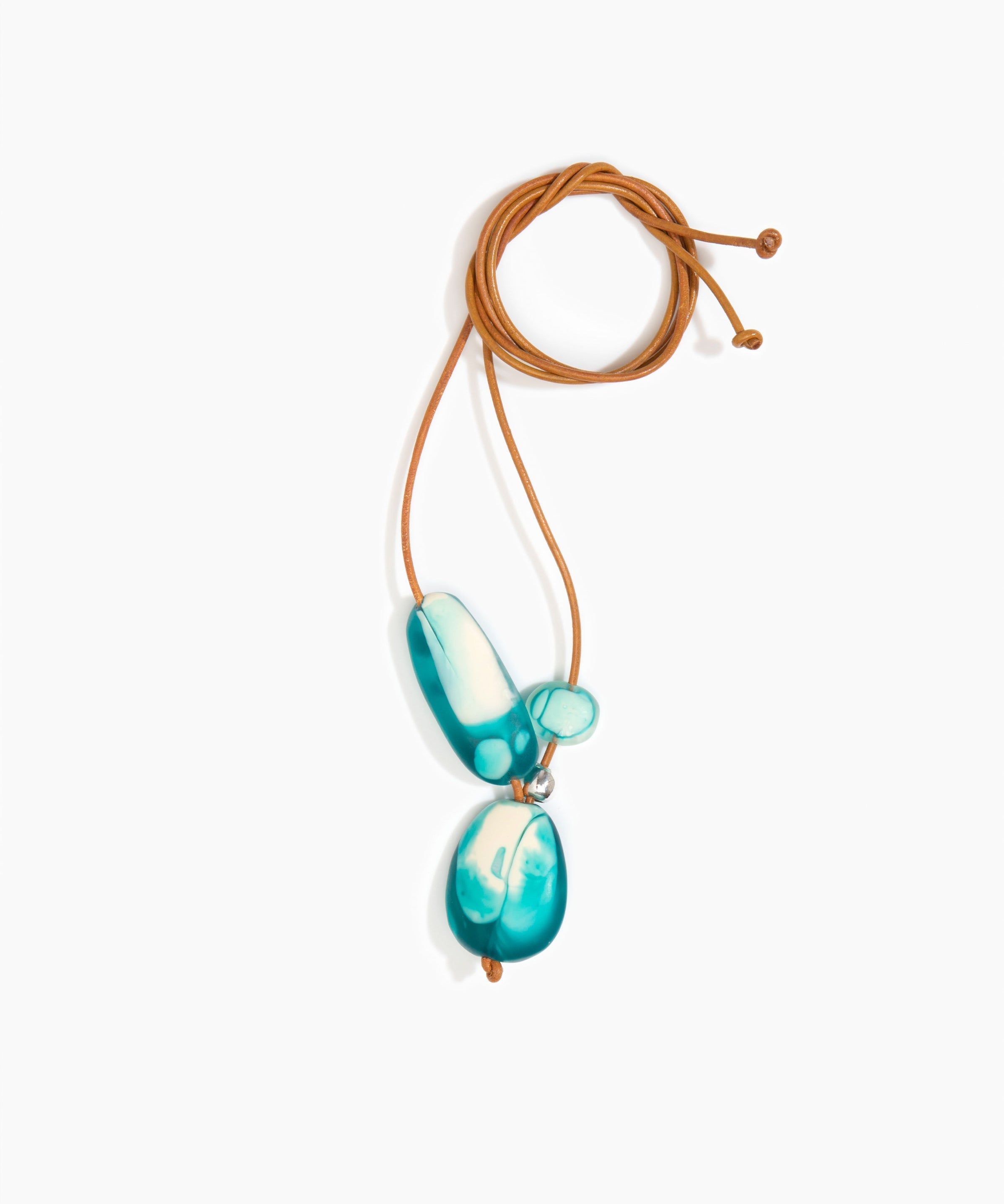 Dinosaur Designs Rock Cluster Pendant in Lagoon Colour resin with 925 Sterling Silver Bead Material..
