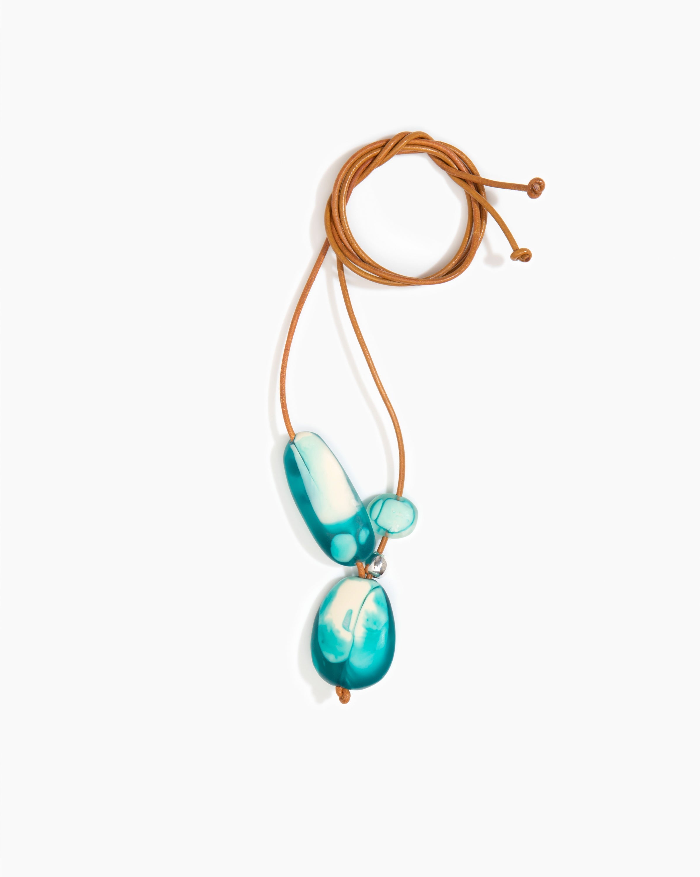 Dinosaur Designs Rock Cluster Pendant in Lagoon Colour resin with 925 Sterling Silver Bead Material..
