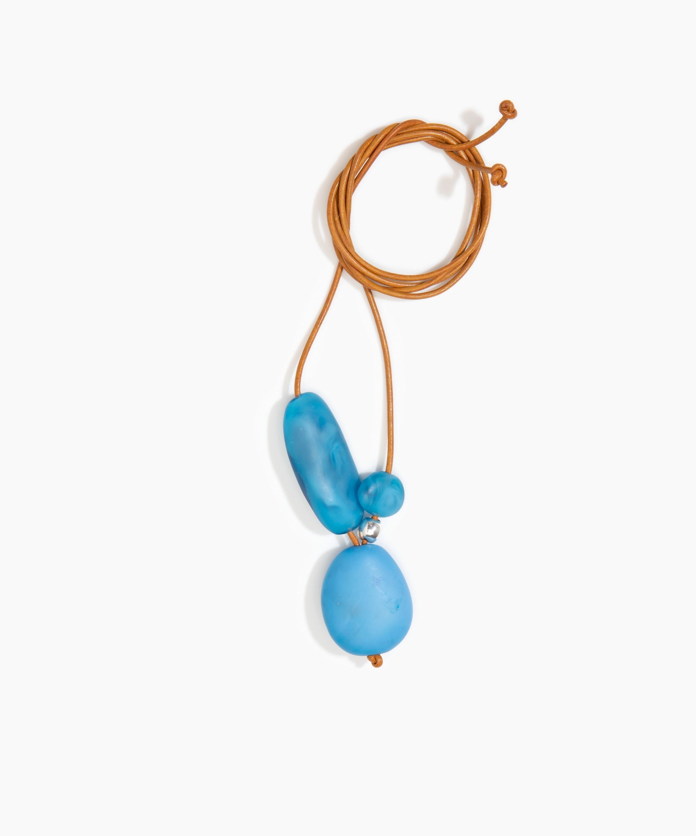 Dinosaur Designs Rock Cluster Pendant Necklaces in Sky Colour resin with 925 Sterling Silver Bead Material