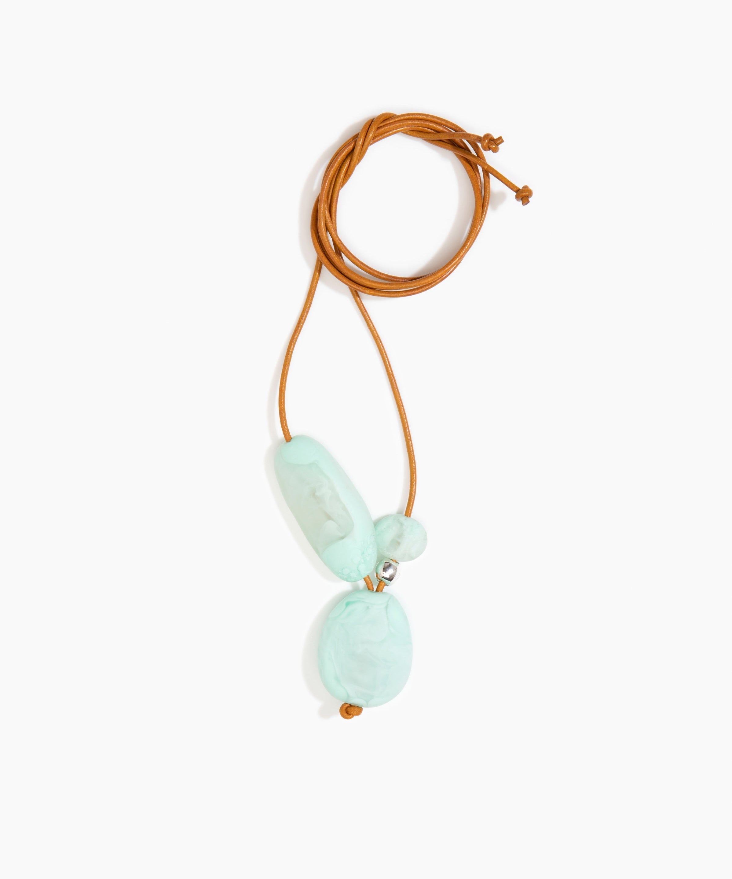 Dinosaur Designs Rock Cluster Pendant in Mint Colour resin with 925 Sterling Silver Bead Material.