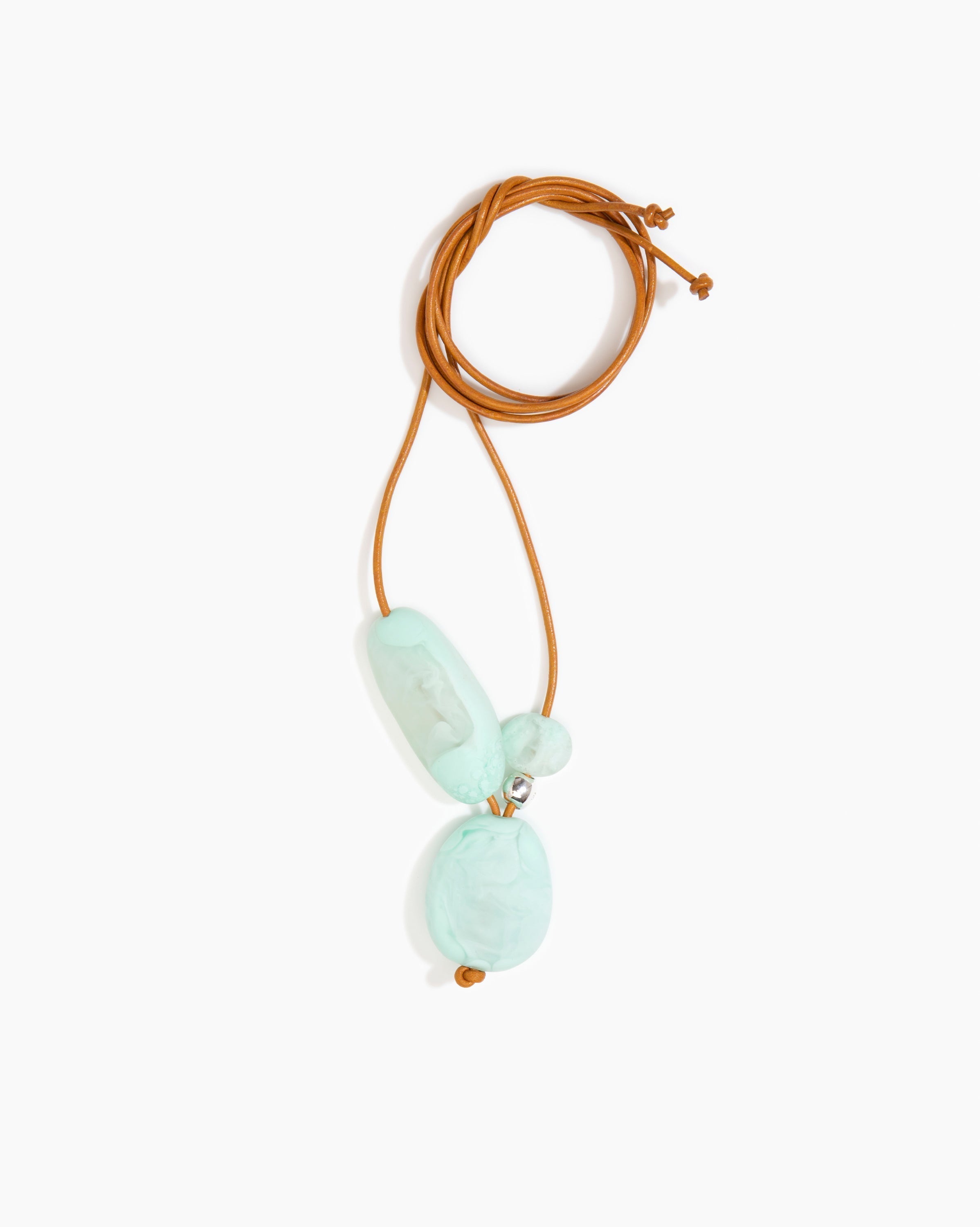 Dinosaur Designs Rock Cluster Pendant in Mint Colour resin with 925 Sterling Silver Bead Material.