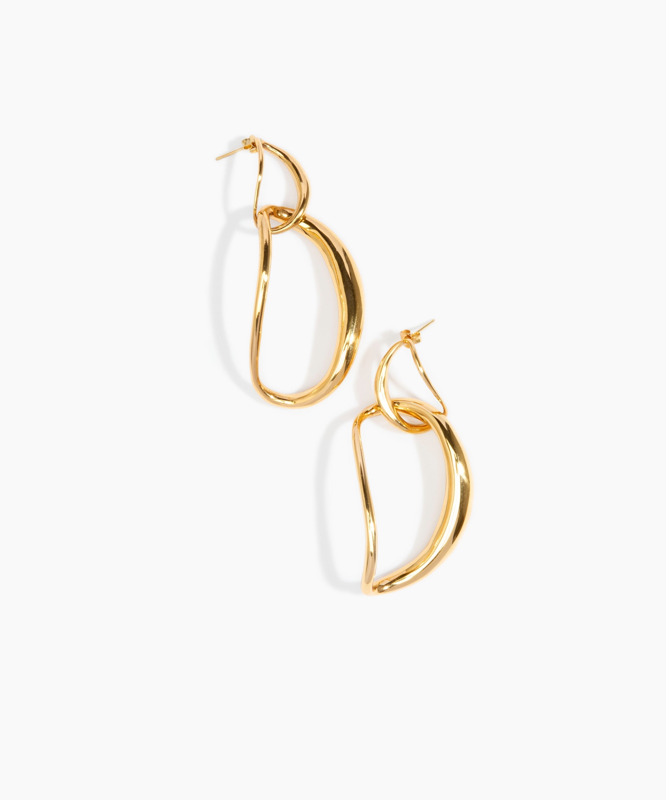 LO Collections Liquid Chain Earrings in 24k Gold-Plated Brass Material..