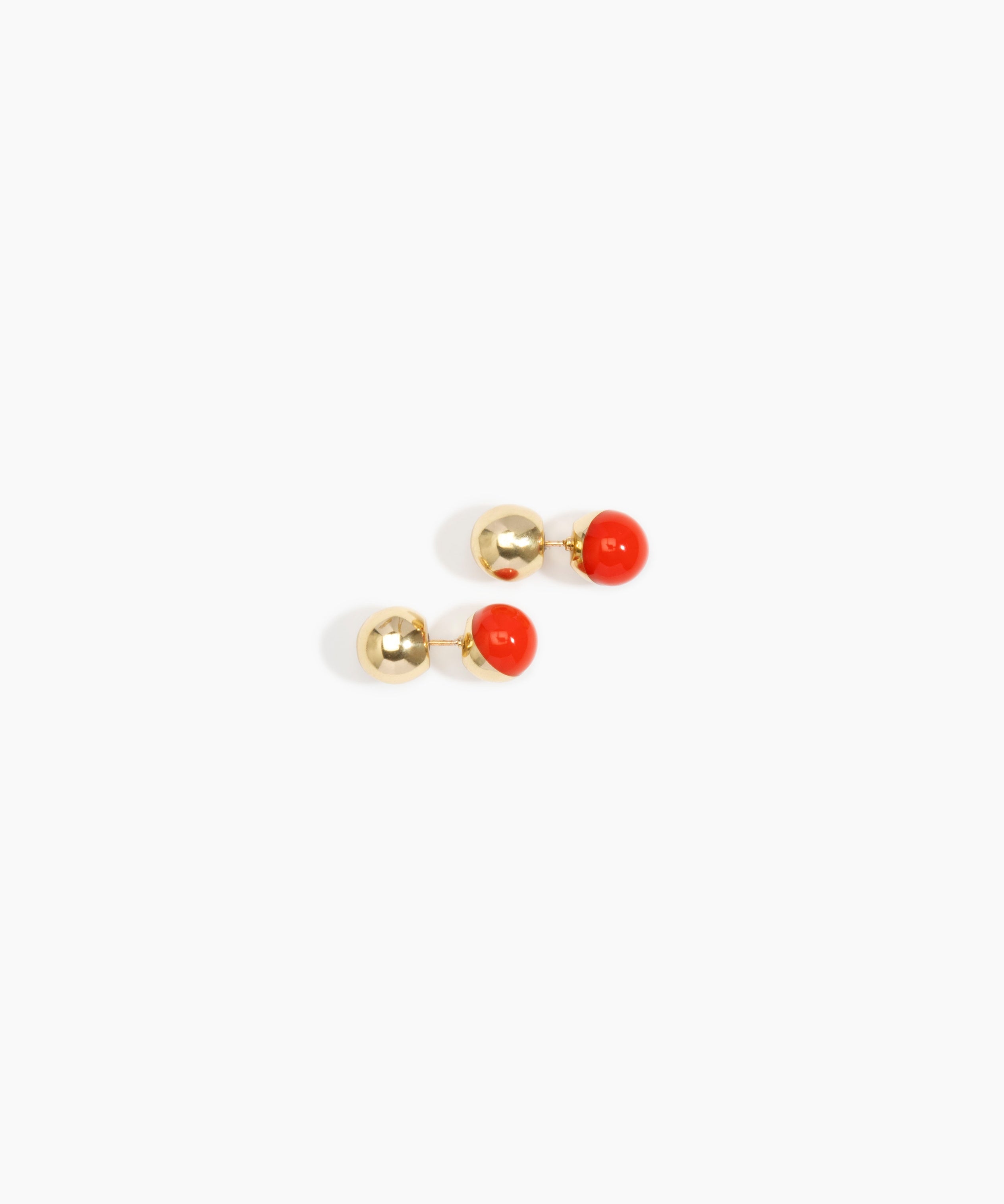 Dinosaur Designs Ball Stud Earrings in Coral color resin with Nano-Coated Brass Material