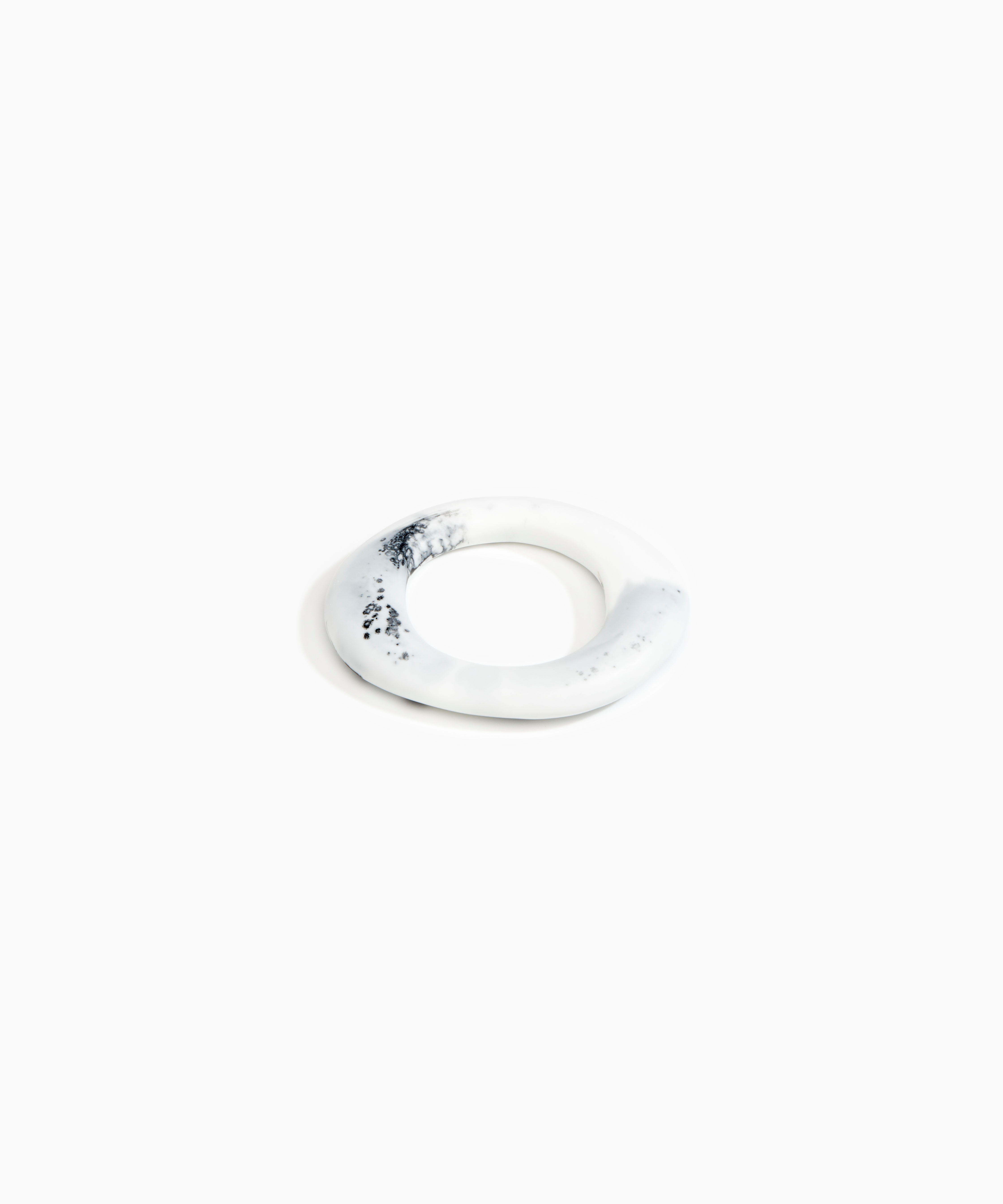 Dinosaur Designs Small Drift Bangle in White Marble Colour resin with Wide Fit