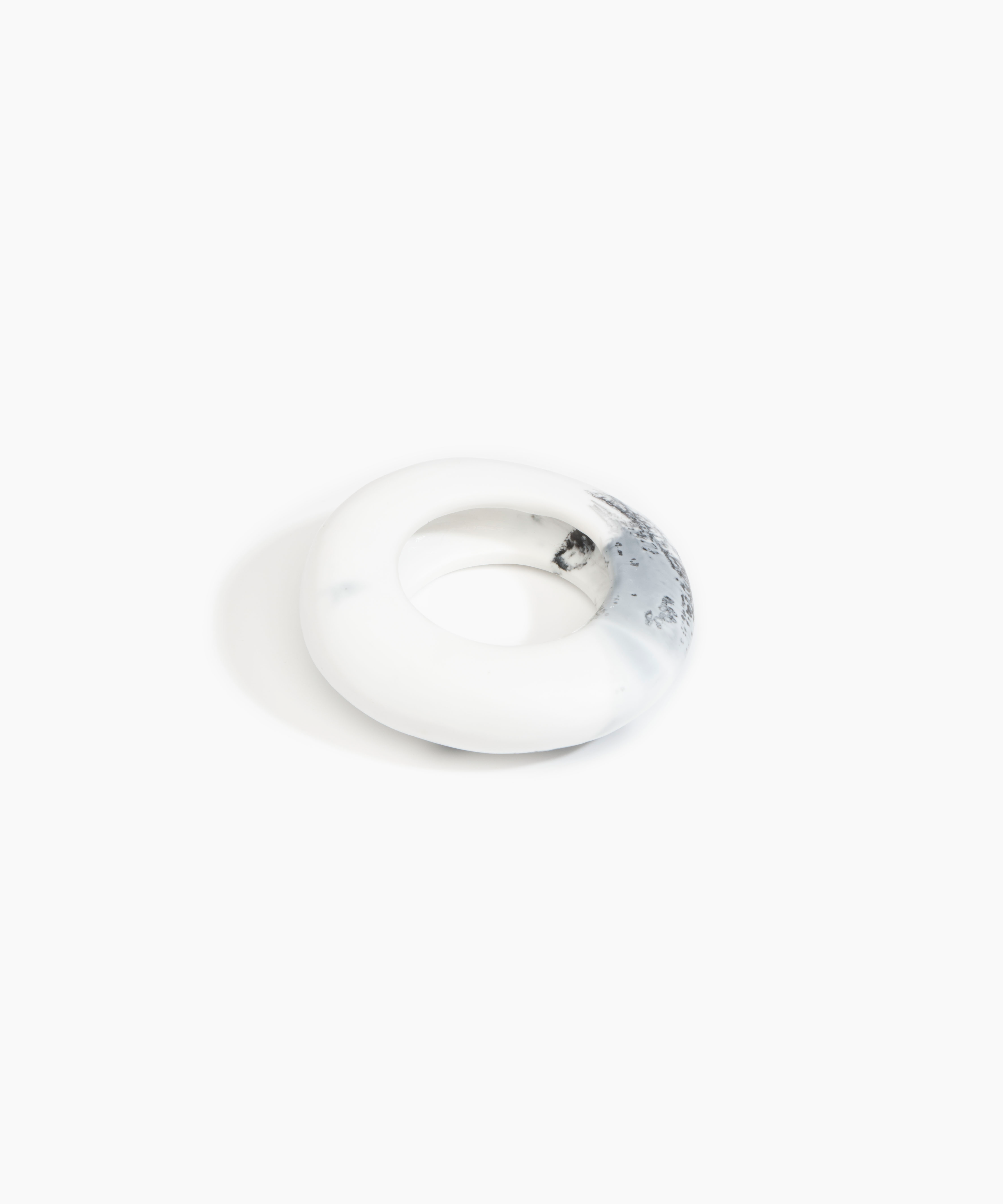 Dinosaur Designs Large Drift Bangle in White Marble Colour resin with Wide Fit.