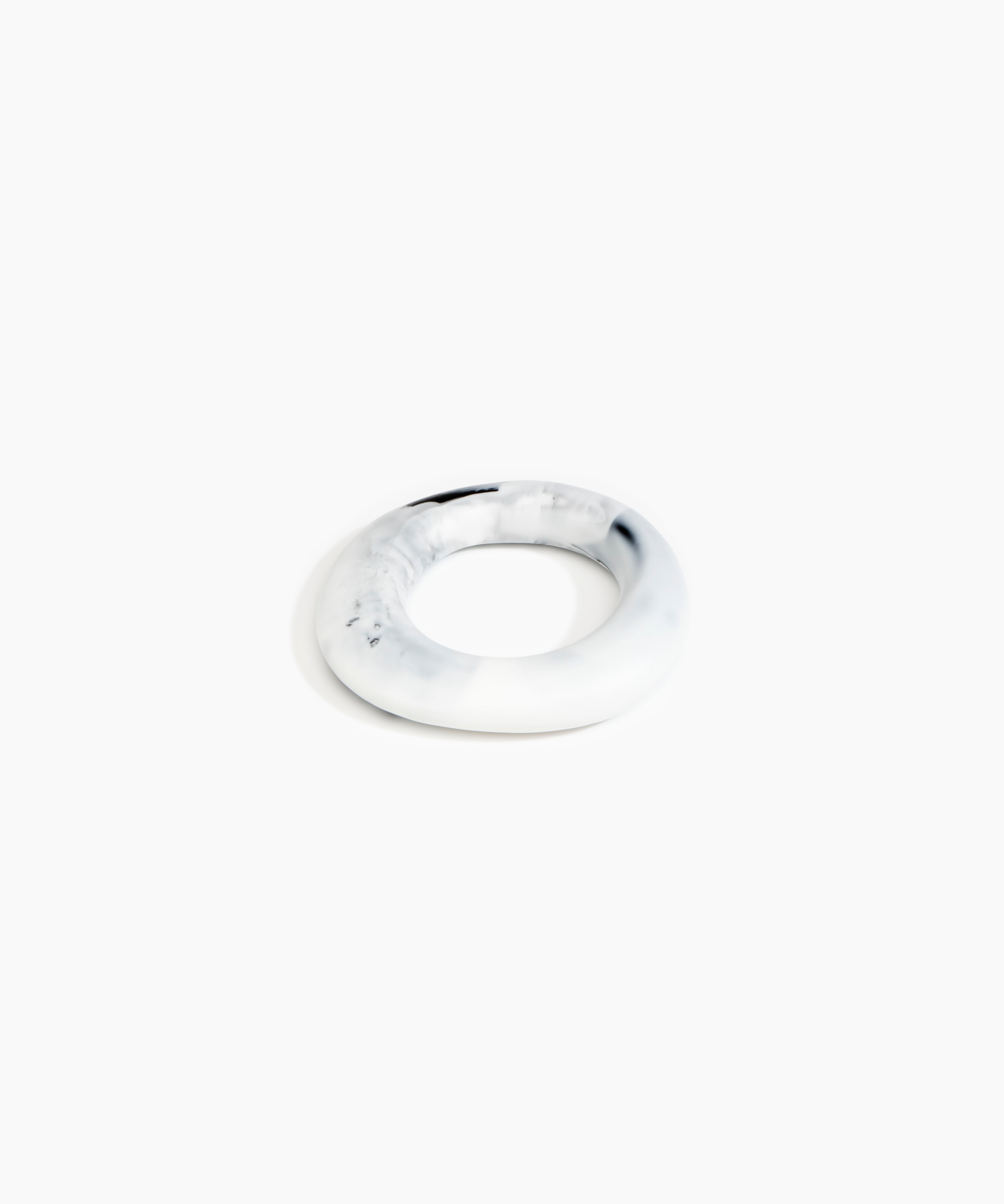 Dinosaur Designs Medium Drift Bangle in White Marble Colour resin with Wide Fit.