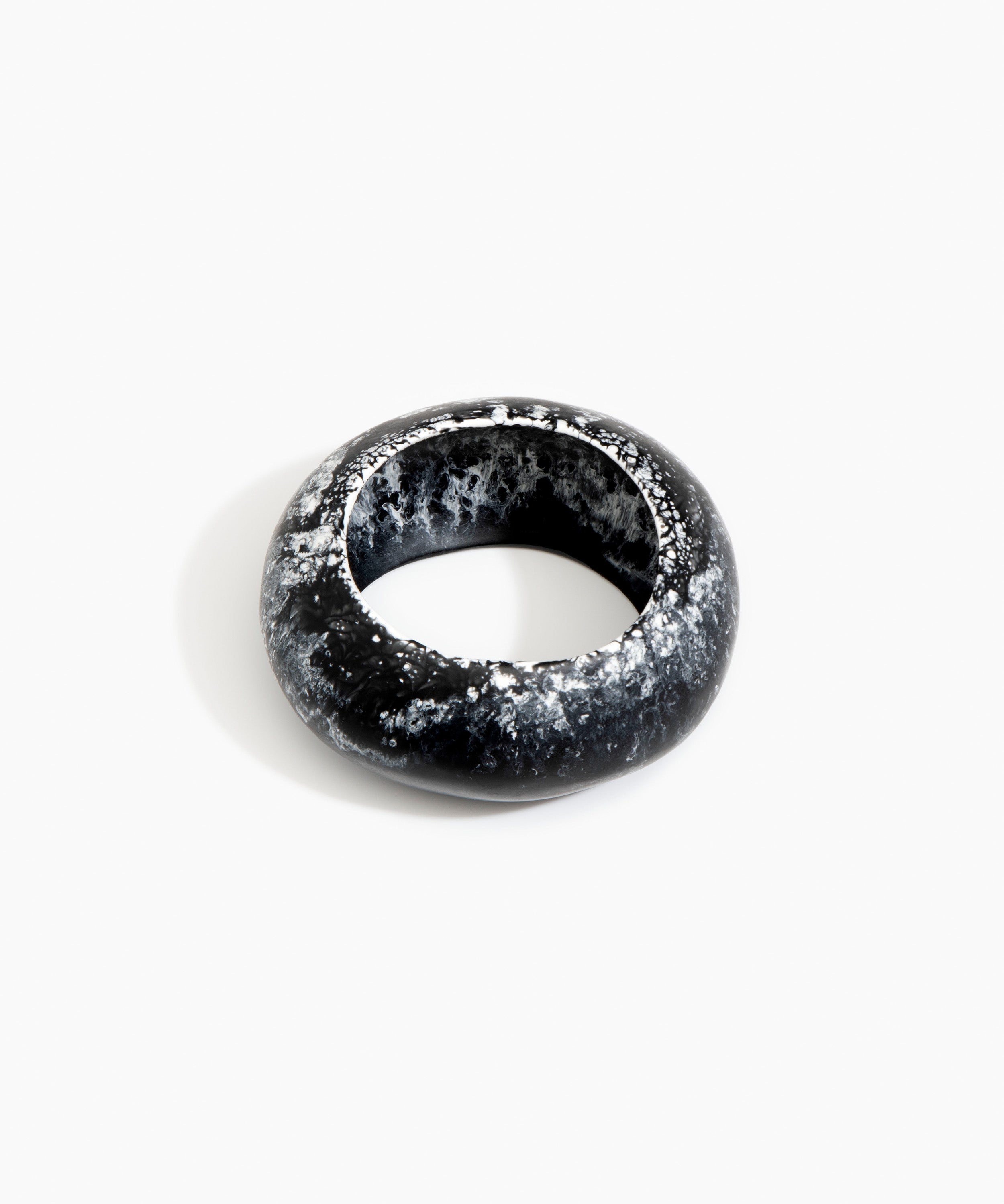 Dinosaur Designs Boulder Bangle Bracelets in Black Marble color resin with Wide Fit