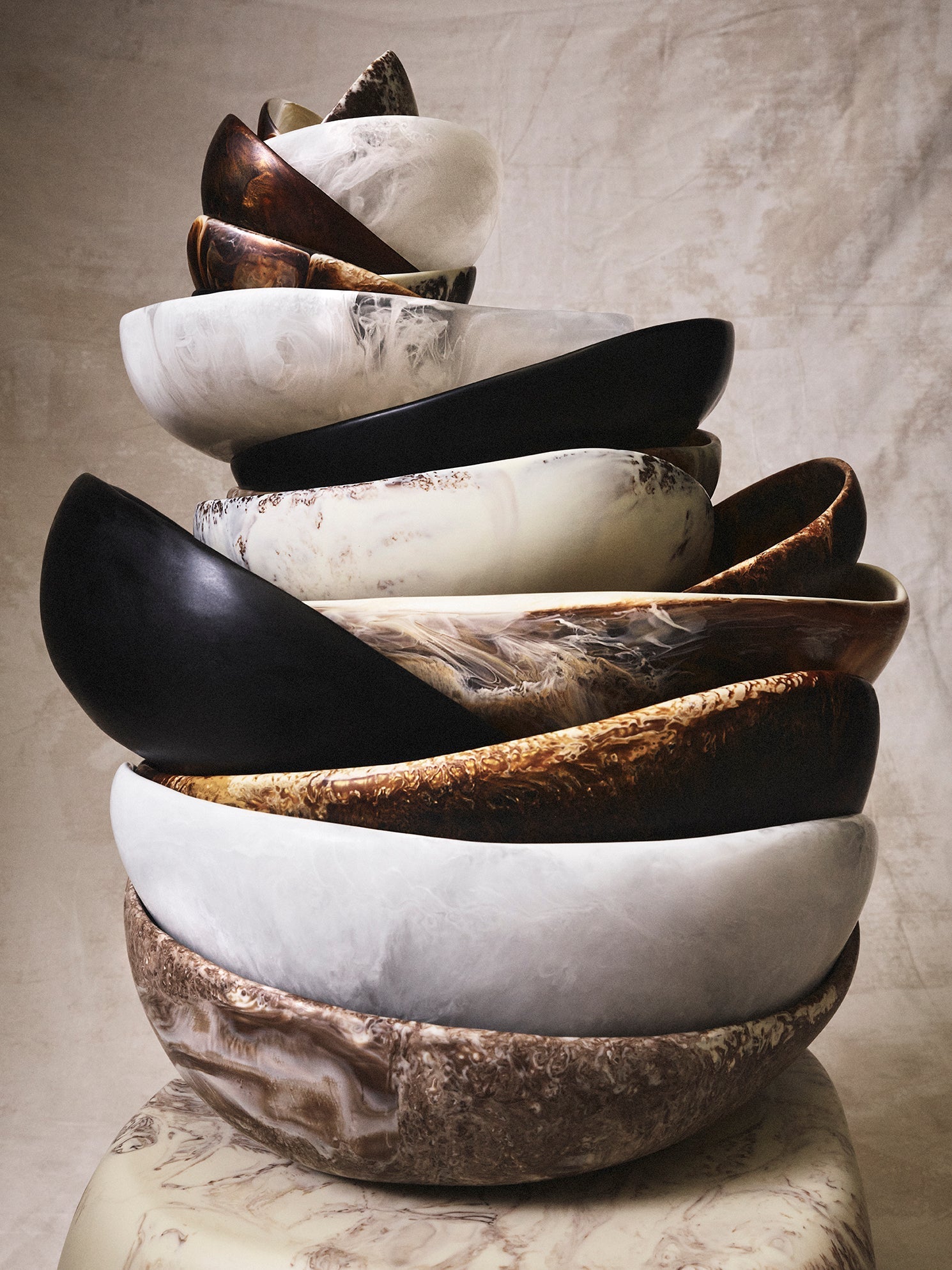 Handmade small and large neutral bowls