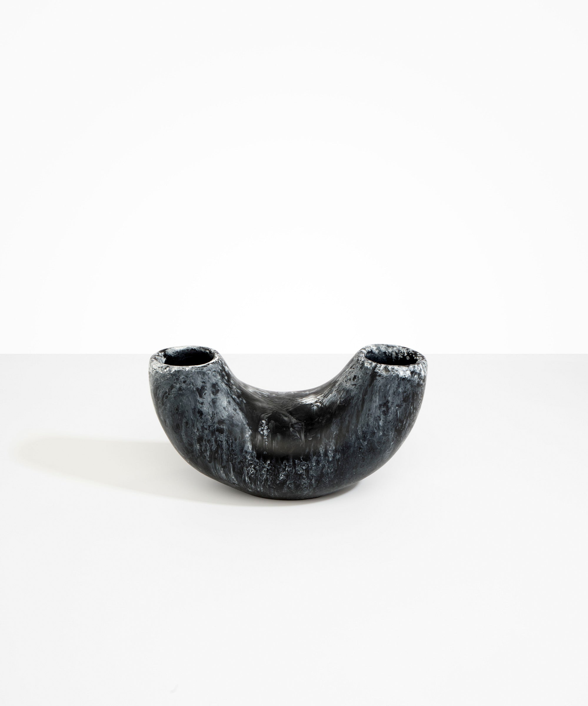 Dinosaur Designs Medium Horn Vase Vases in Black Marble color resin 