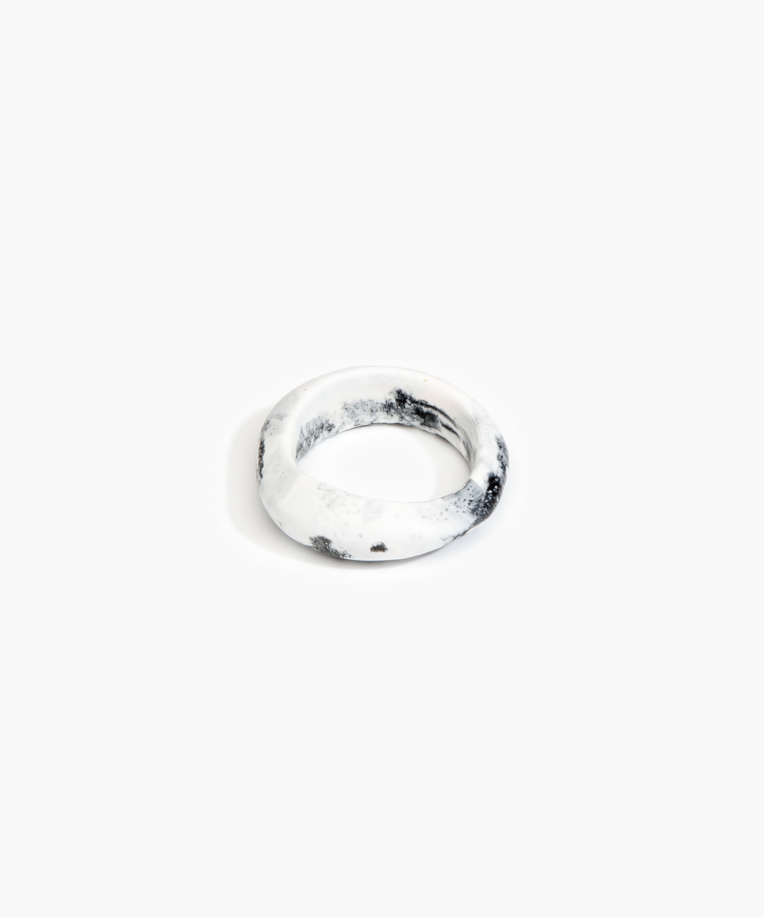 Dinosaur Designs Earth Bangle in White Marble Colour resin with Regular Fit..