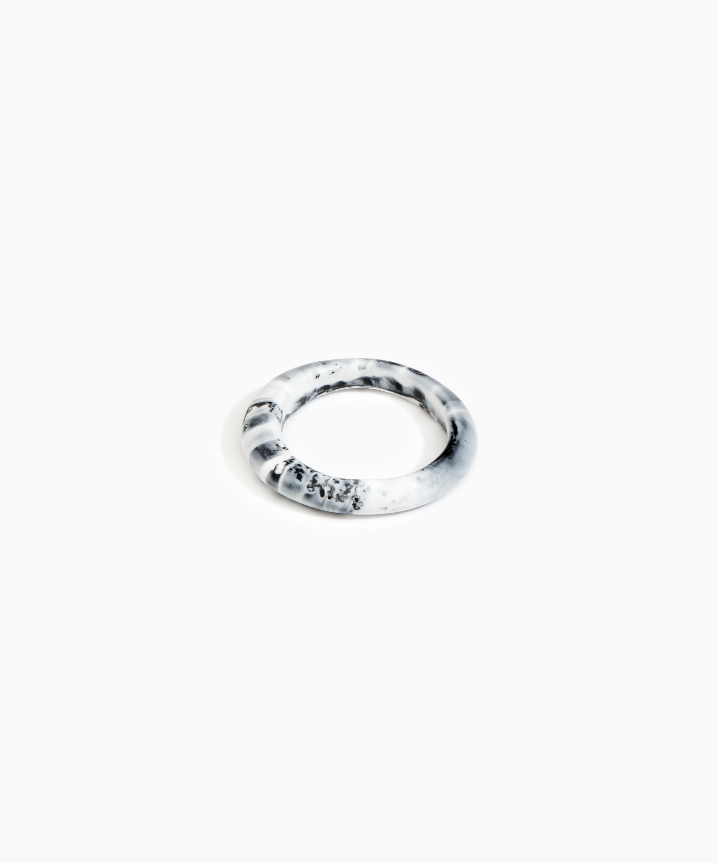 Dinosaur Designs Small Organic Bangle Bracelets in White Marble color resin with Regular Fit